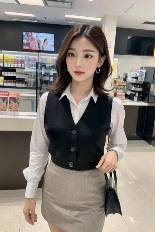 コンビニに来た事務服OL