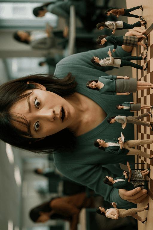 オフィスの人物が駒として動くジオラマ化されるゲーム盤。自分の駒もポーズ表情揃えたかった。