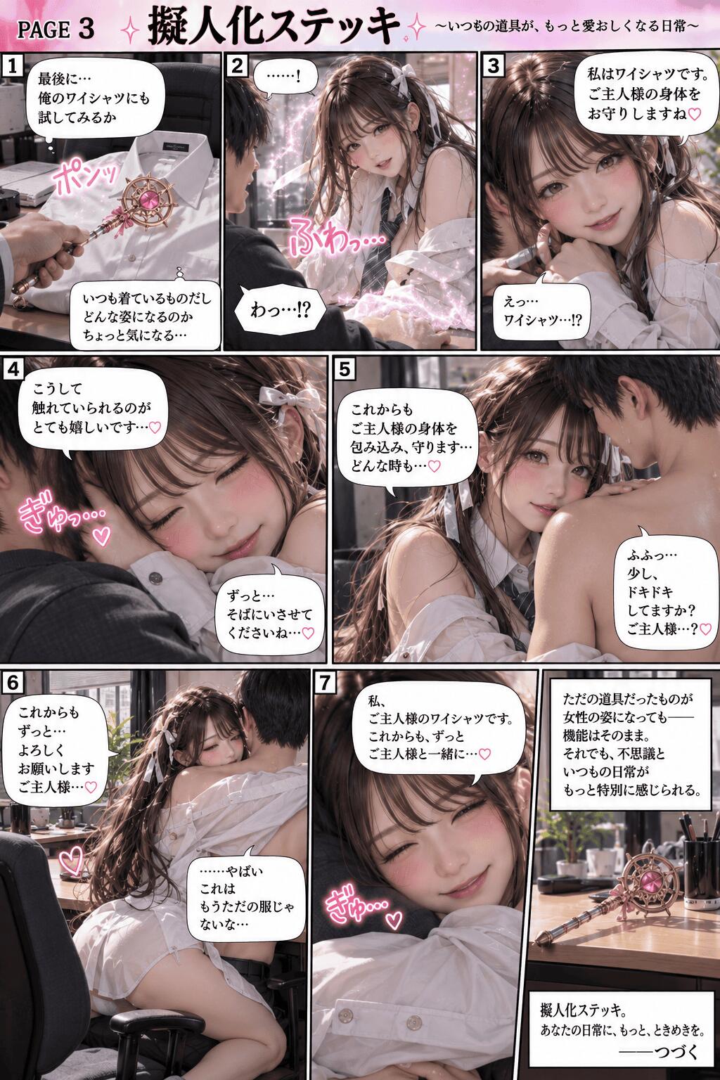 そこは着ているワイシャツのままで抱きついてくれないと